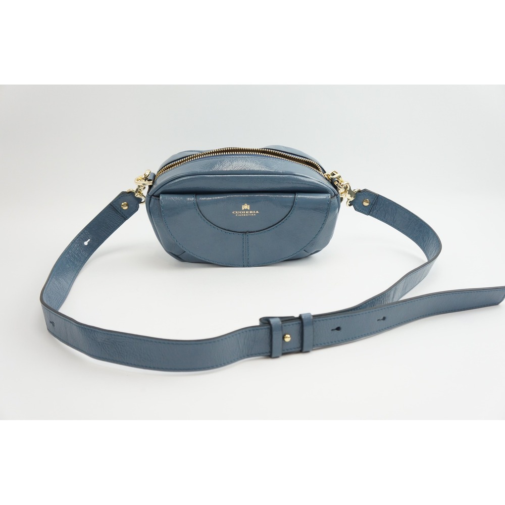 Cuoieria Fiorentina‎ Crossbody Bag Blue Leather Made in Italy Excellent